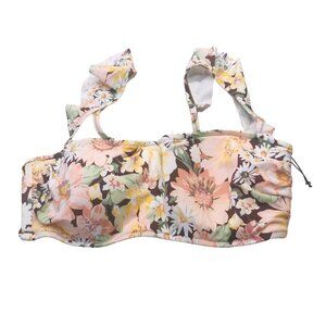 Shade And Shore Women's Size 34C Ruffle Strap Bralette Bikini Swim Top Cinnamon